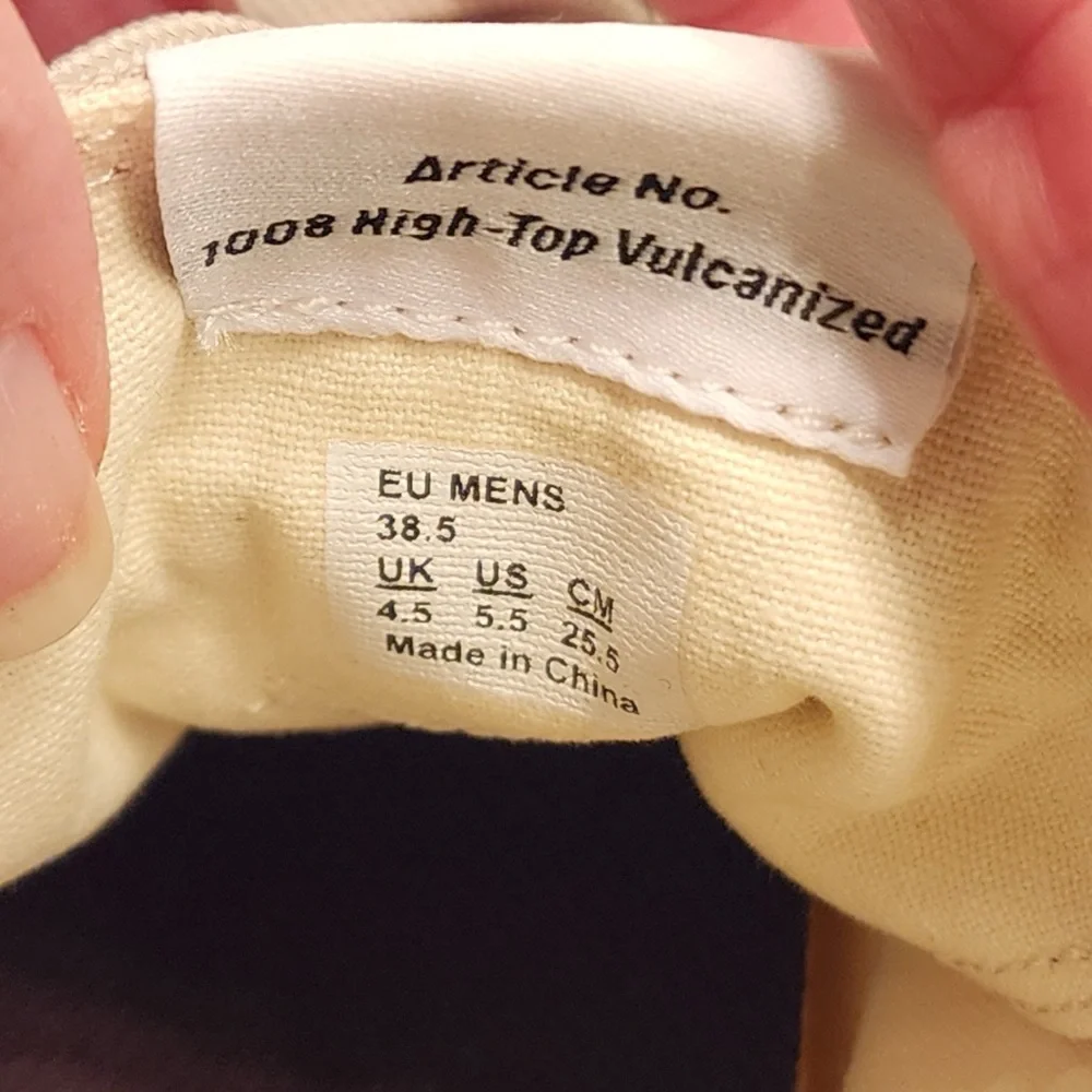 Article No. 1008 Linen Canvas Men’s Grey Beige High-Top Sneakers Size 5.5